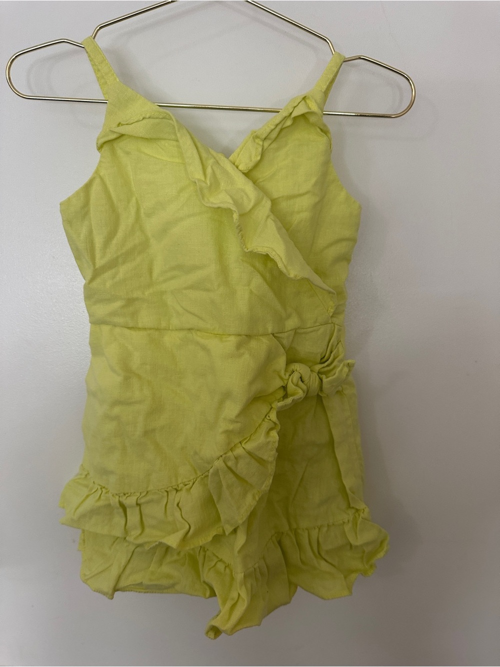 Habitual Girl Lemon Yellow Linen Blend Wrap Dress, Size 3T , Nordstrom